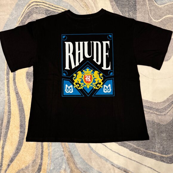 Rhude Royalty Lion Crown Black/Blue T-Shirt Men’s Size Large - Picture 2 of 4